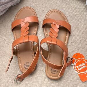 wonder nation Cognac Braided-Strap Slingback Sandals